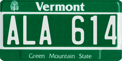VT license plate ALA614