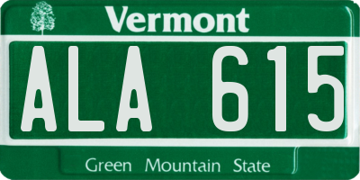 VT license plate ALA615