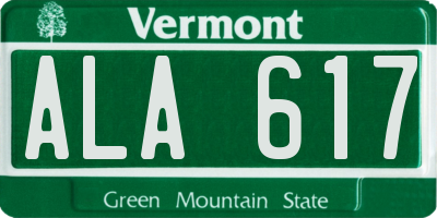 VT license plate ALA617