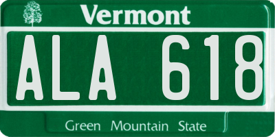 VT license plate ALA618