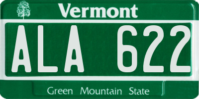 VT license plate ALA622