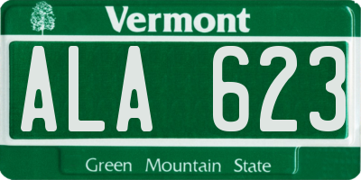 VT license plate ALA623