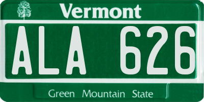 VT license plate ALA626