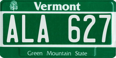 VT license plate ALA627