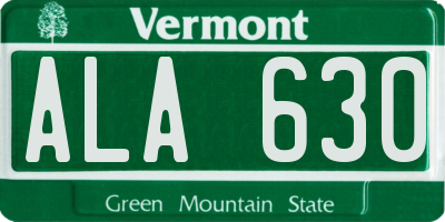 VT license plate ALA630