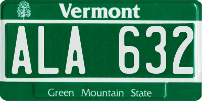 VT license plate ALA632