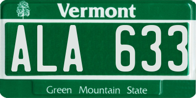 VT license plate ALA633