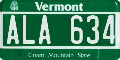 VT license plate ALA634
