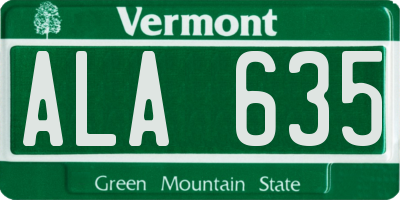 VT license plate ALA635