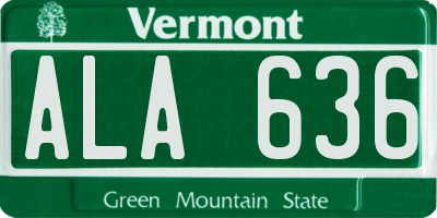 VT license plate ALA636