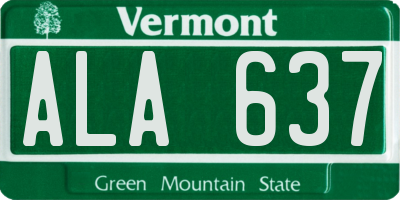 VT license plate ALA637