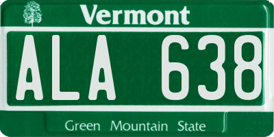VT license plate ALA638