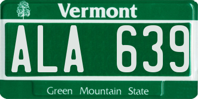 VT license plate ALA639