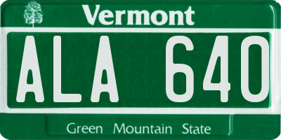 VT license plate ALA640