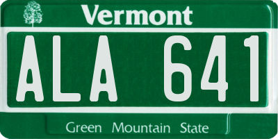 VT license plate ALA641