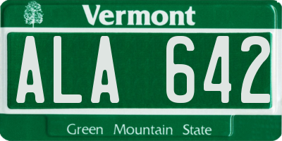 VT license plate ALA642