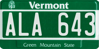VT license plate ALA643