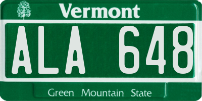 VT license plate ALA648