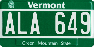 VT license plate ALA649