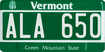 VT license plate ALA650