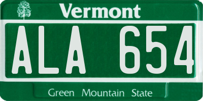 VT license plate ALA654