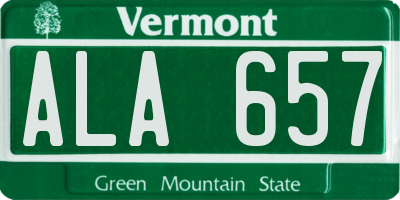 VT license plate ALA657