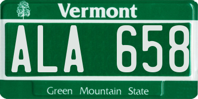 VT license plate ALA658