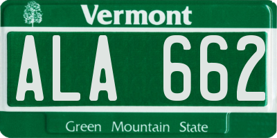 VT license plate ALA662