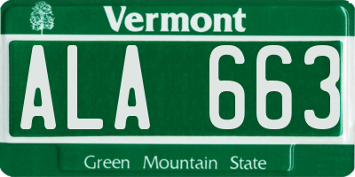 VT license plate ALA663