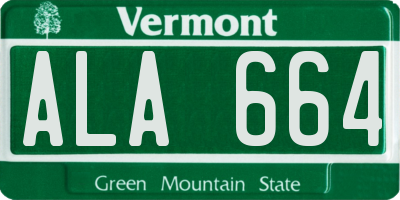 VT license plate ALA664