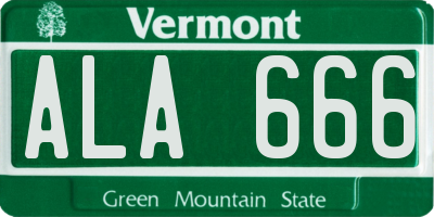 VT license plate ALA666