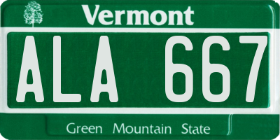 VT license plate ALA667