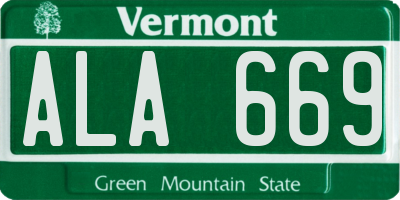 VT license plate ALA669
