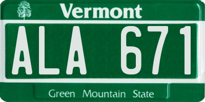 VT license plate ALA671