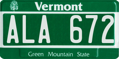 VT license plate ALA672
