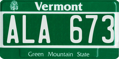 VT license plate ALA673