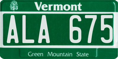 VT license plate ALA675