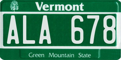 VT license plate ALA678