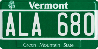 VT license plate ALA680