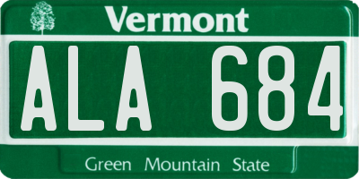 VT license plate ALA684