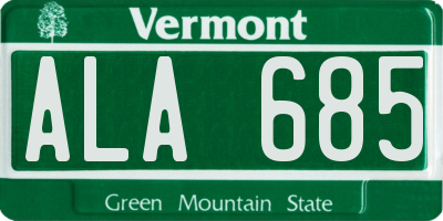 VT license plate ALA685