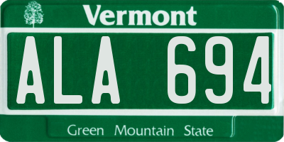 VT license plate ALA694