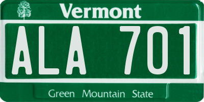 VT license plate ALA701