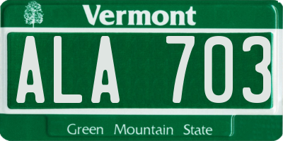 VT license plate ALA703
