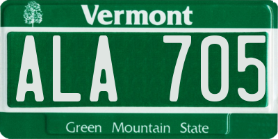 VT license plate ALA705