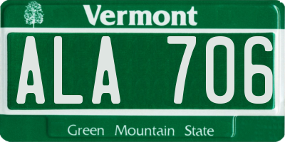 VT license plate ALA706