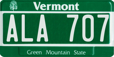 VT license plate ALA707