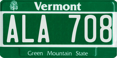 VT license plate ALA708