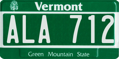 VT license plate ALA712
