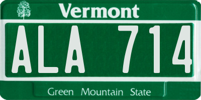 VT license plate ALA714